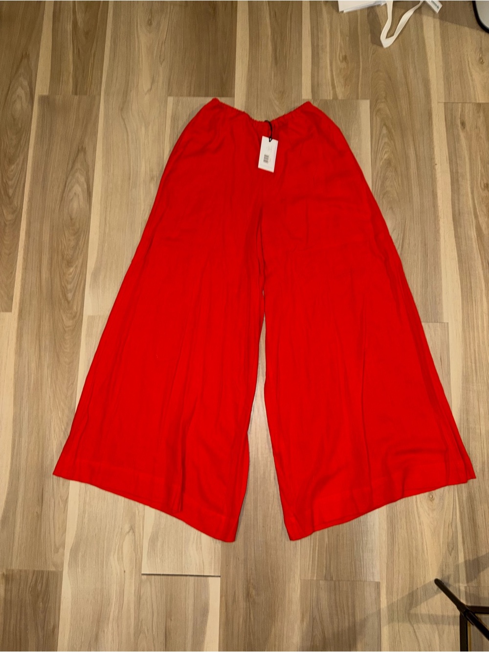 Wide Leg Pull-On Pants - Red